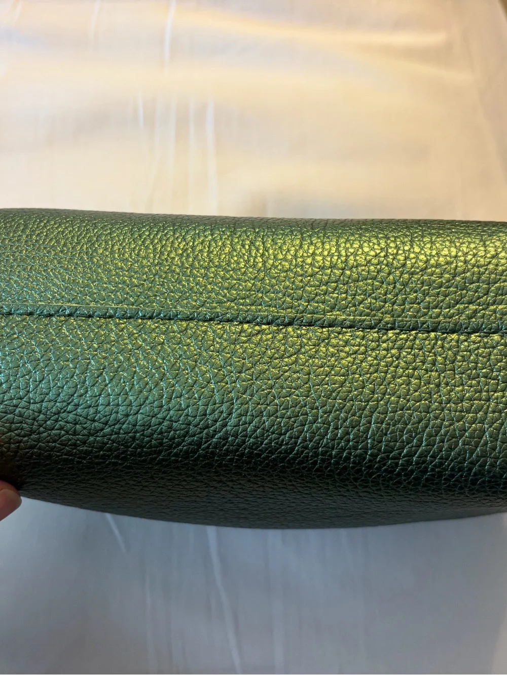 PLG Metallic Greench Leather Astra  Pouch